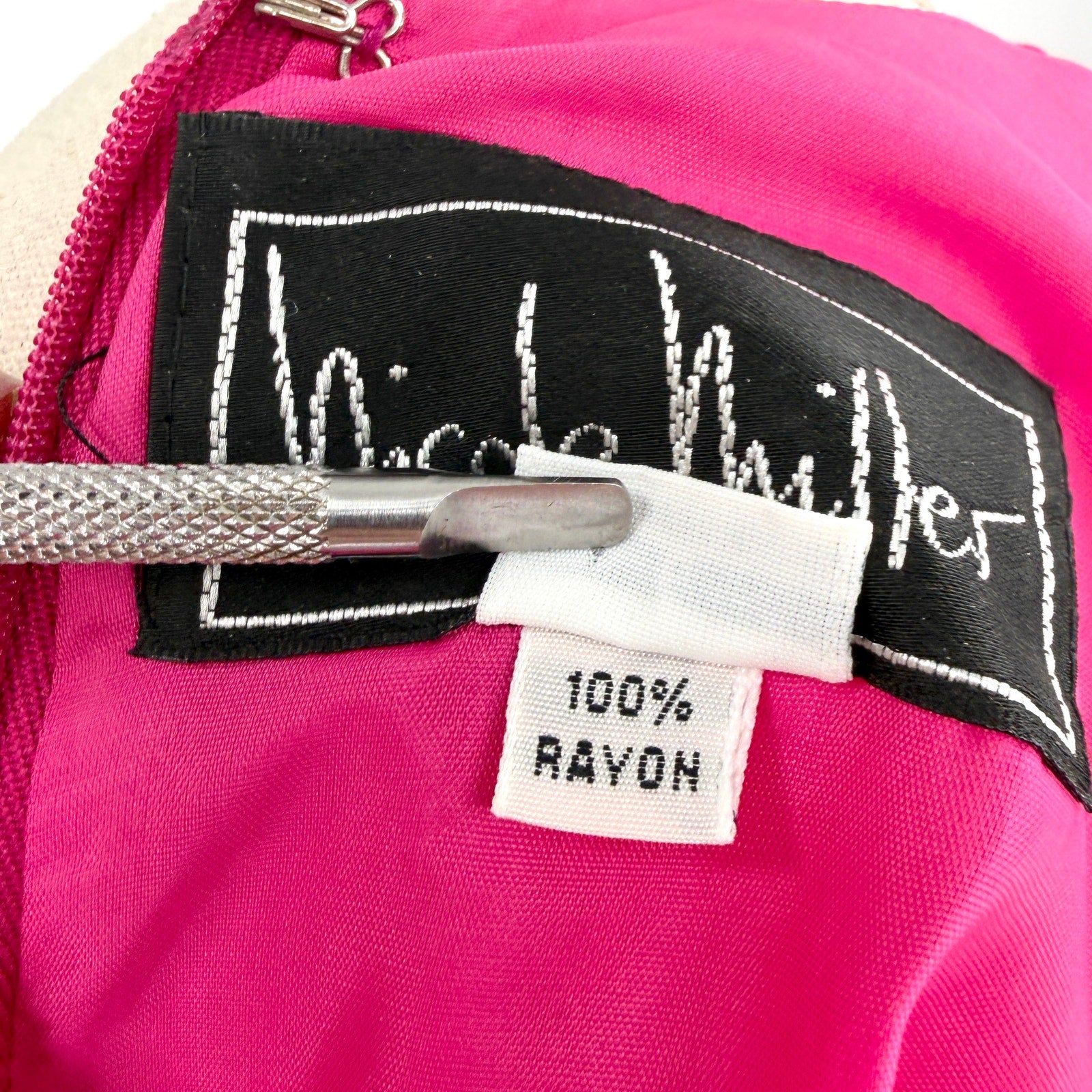 Vintage 90s Nicole Miller Hot Pink Draped Strappy Back Mini Dress