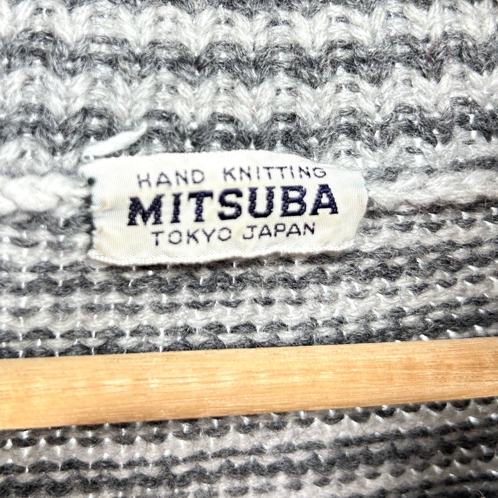 Vintage 90s Mitsuba Gray Striped 100% Wool Minimalist Sweater
