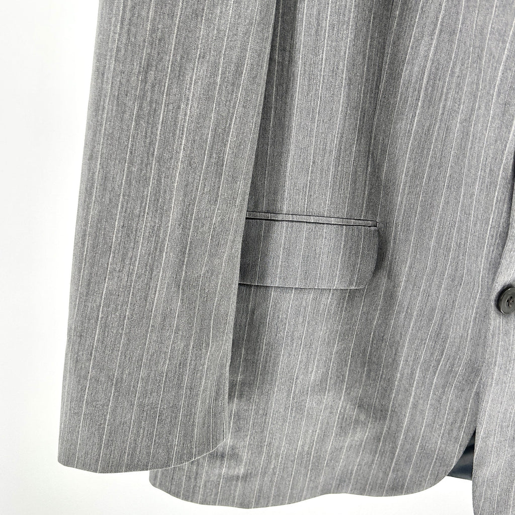 Vintage Y2K Oscar de la Renta Grey Pinstripe 100% Wool Three-Button Blazer