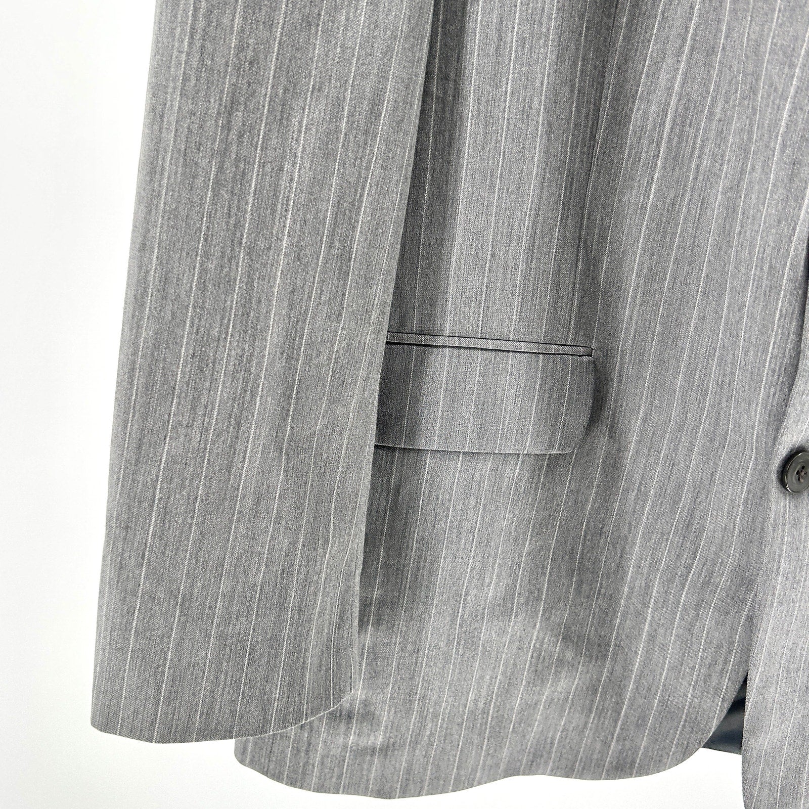 Vintage Y2K Oscar de la Renta Grey Pinstripe 100% Wool Three-Button Blazer