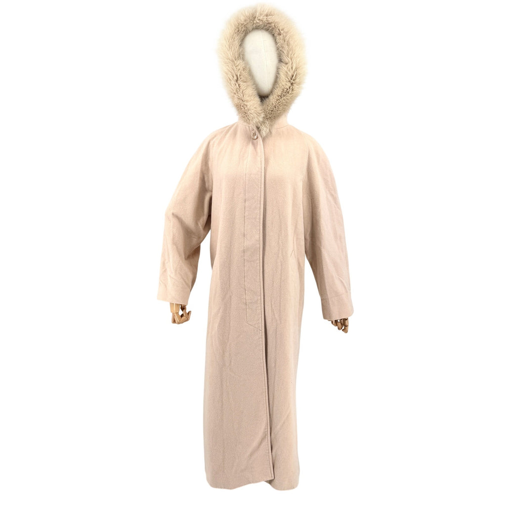 Vintage Y2K Kristen Blake Blush Pink Fox Fur Trim Hooded Coat