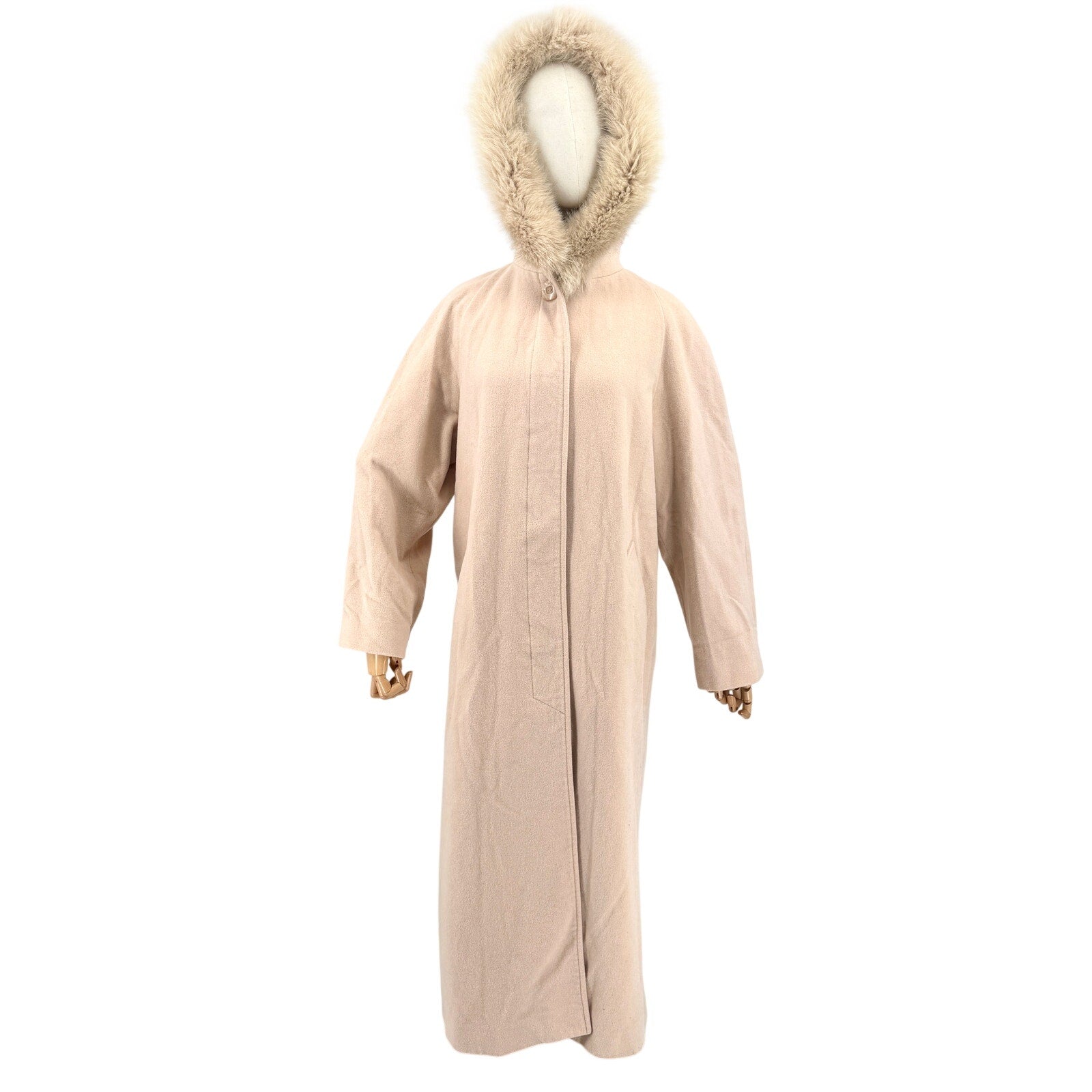 Vintage Y2K Kristen Blake Blush Pink Fox Fur Trim Hooded Coat