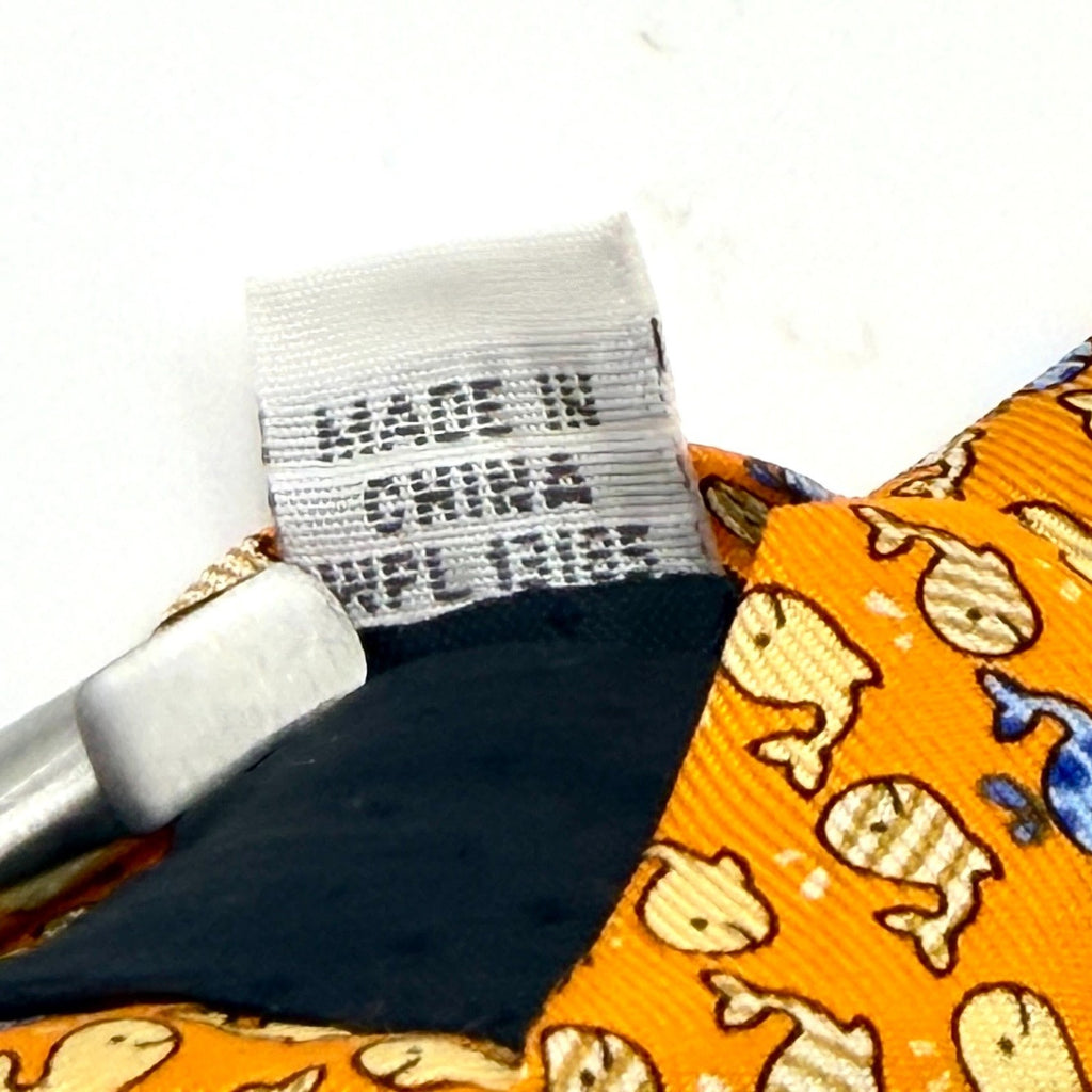 Pierre Cardin Yellow 100% Silk Whale Novelty Print Tie