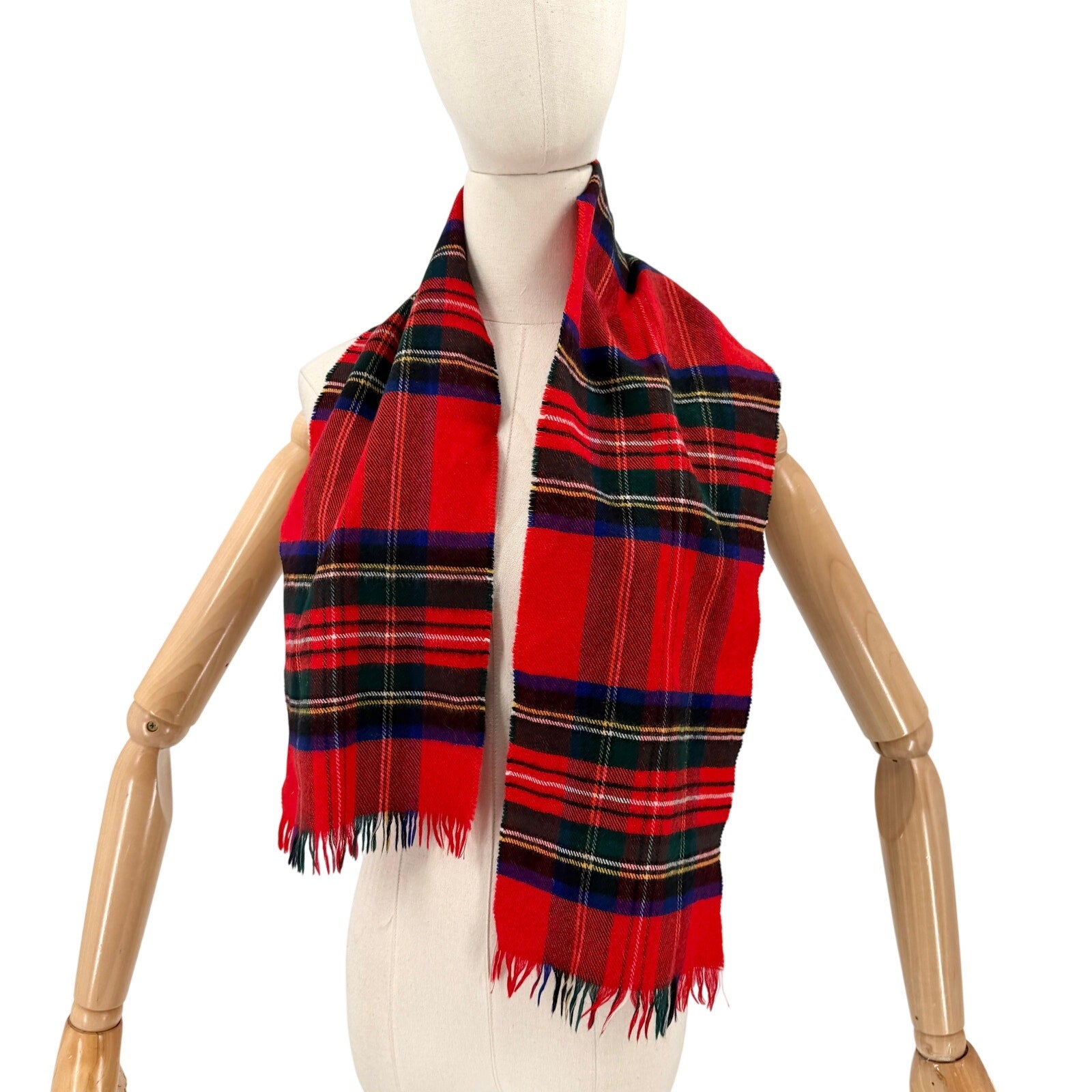 Vintage 80s Trimingham's Bermuda Red Tartan Fringe Scarf