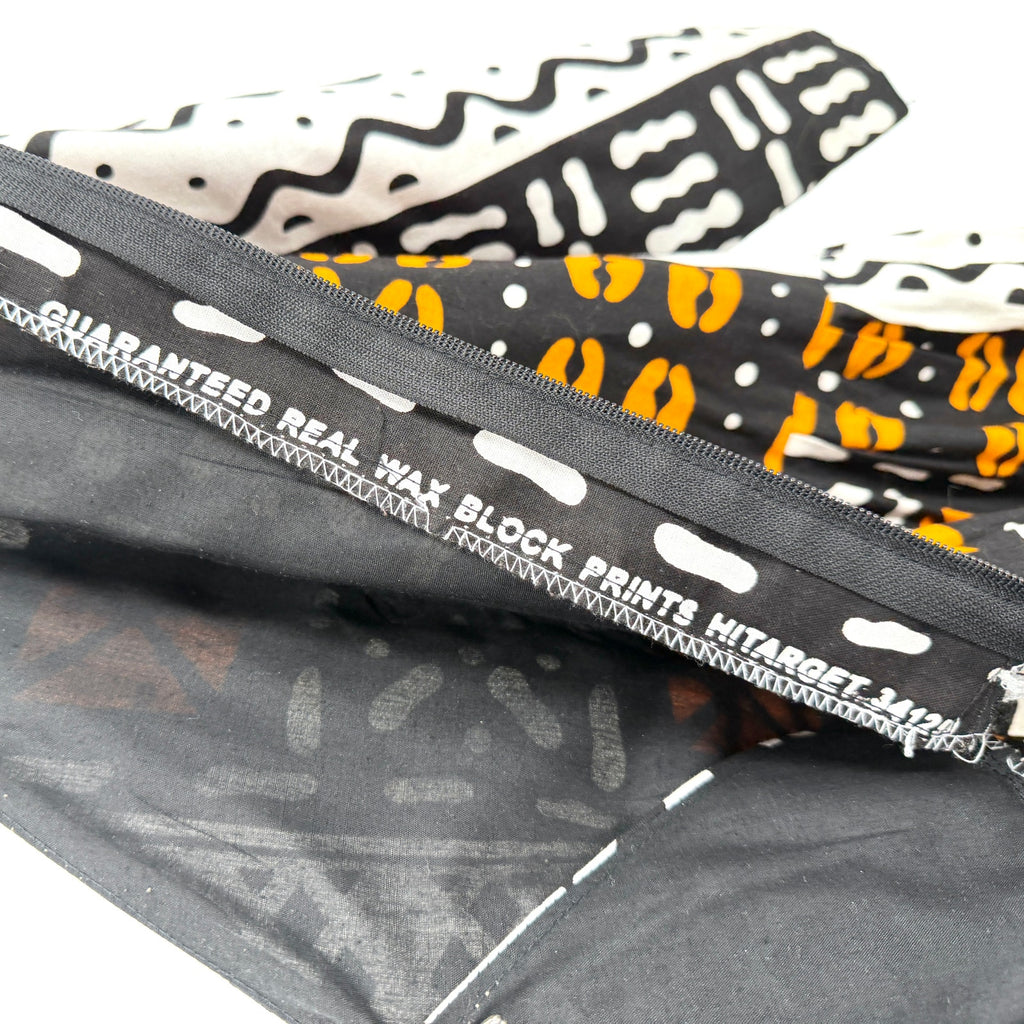 Vintage 90s Hitarget Black Orange Yellow 100% Cotton Batik A Line Dress