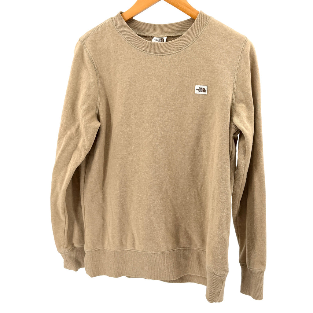 The North Face Tan Beige Heritage Patch Logo Fleece Crewneck Sweatshirt