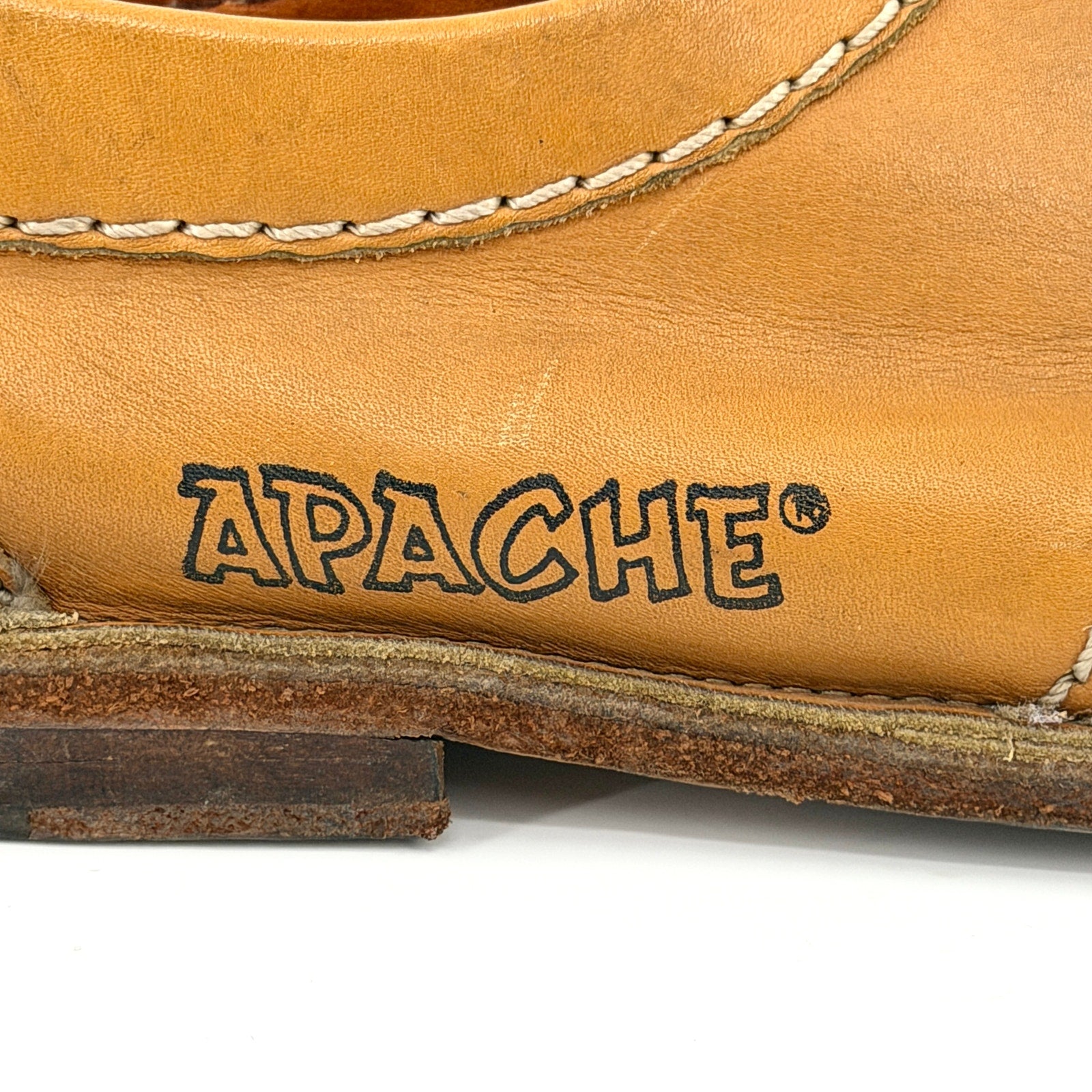 Vintage 80s Apache Ochre Tan Genuine Leather Lace Up Oxford Shoes