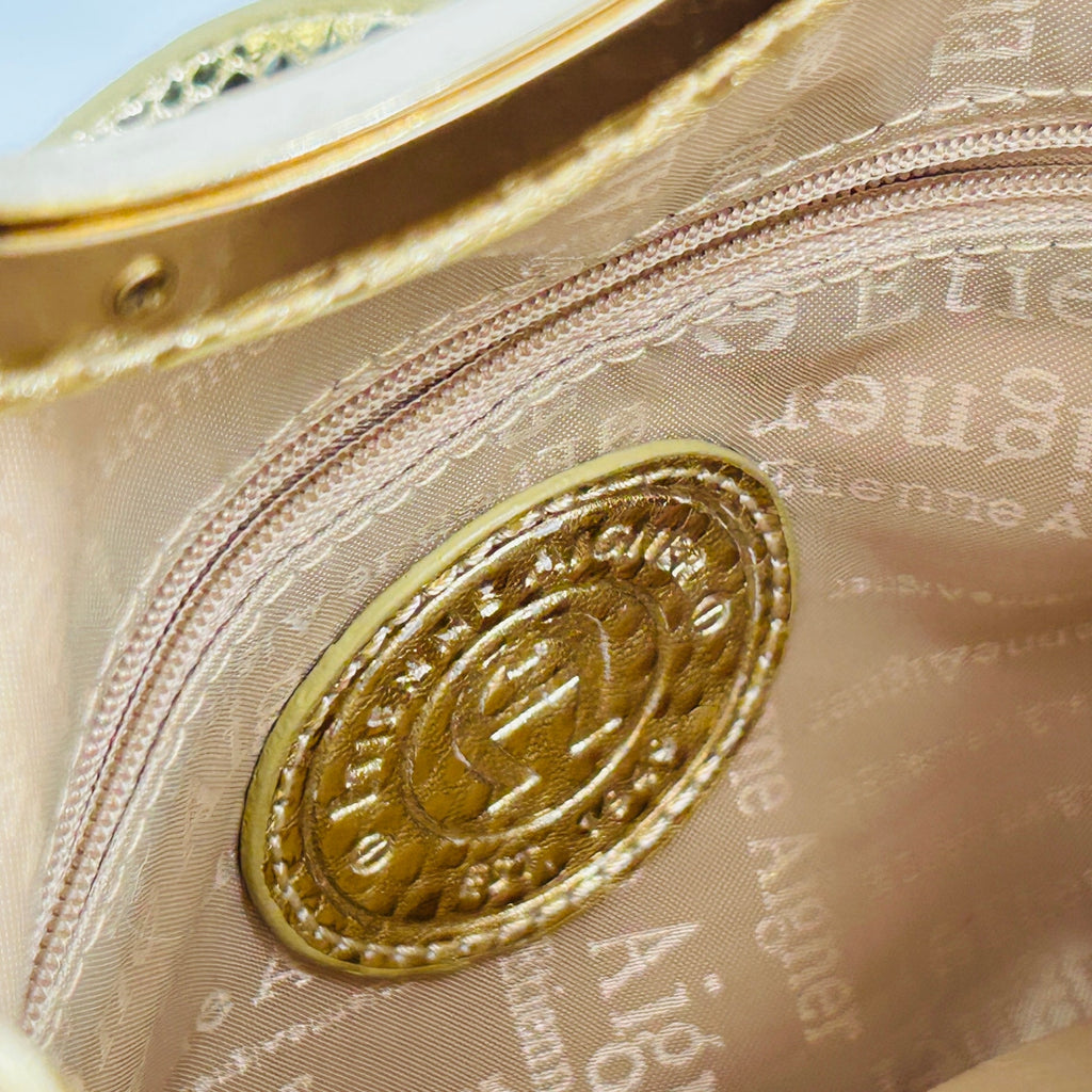 Vintage Y2K Etienne Aigner Gold Genuine Leather Glam Cutout Baguette Bag