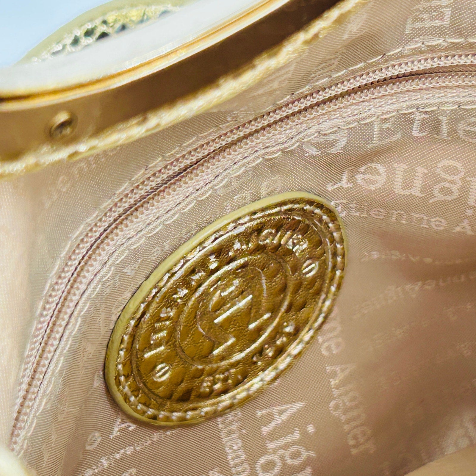 Vintage Y2K Etienne Aigner Gold Genuine Leather Glam Cutout Baguette Bag