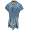 Rails Blue 100% Cotton Button Front Short Sleeve Denim Mini Dress