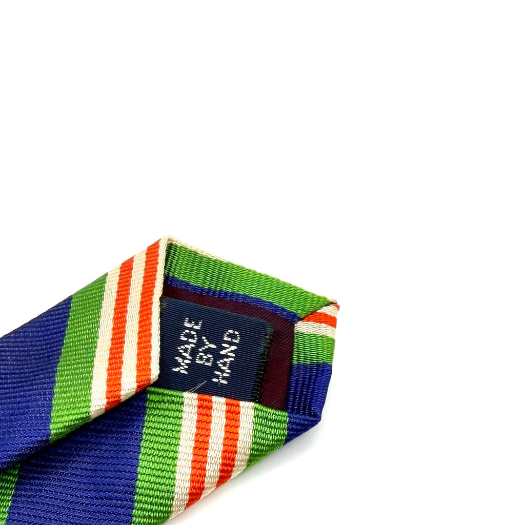MINT Vintage 90s Polo Ralph Lauren Blue Green 100% Silk Preppy Stripe Necktie
