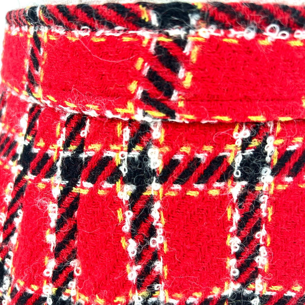 Vintage 80s Evan-Picone Red Black Plaid 100% Wool Academia Pencil Skirt