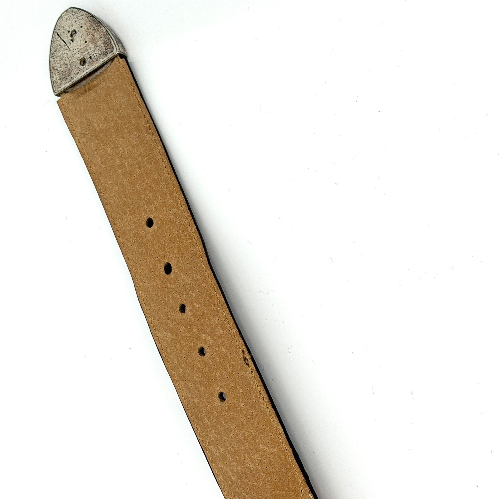 Vintage 90s CW Tan Genuine Suede Croc Embossed Leather Belt