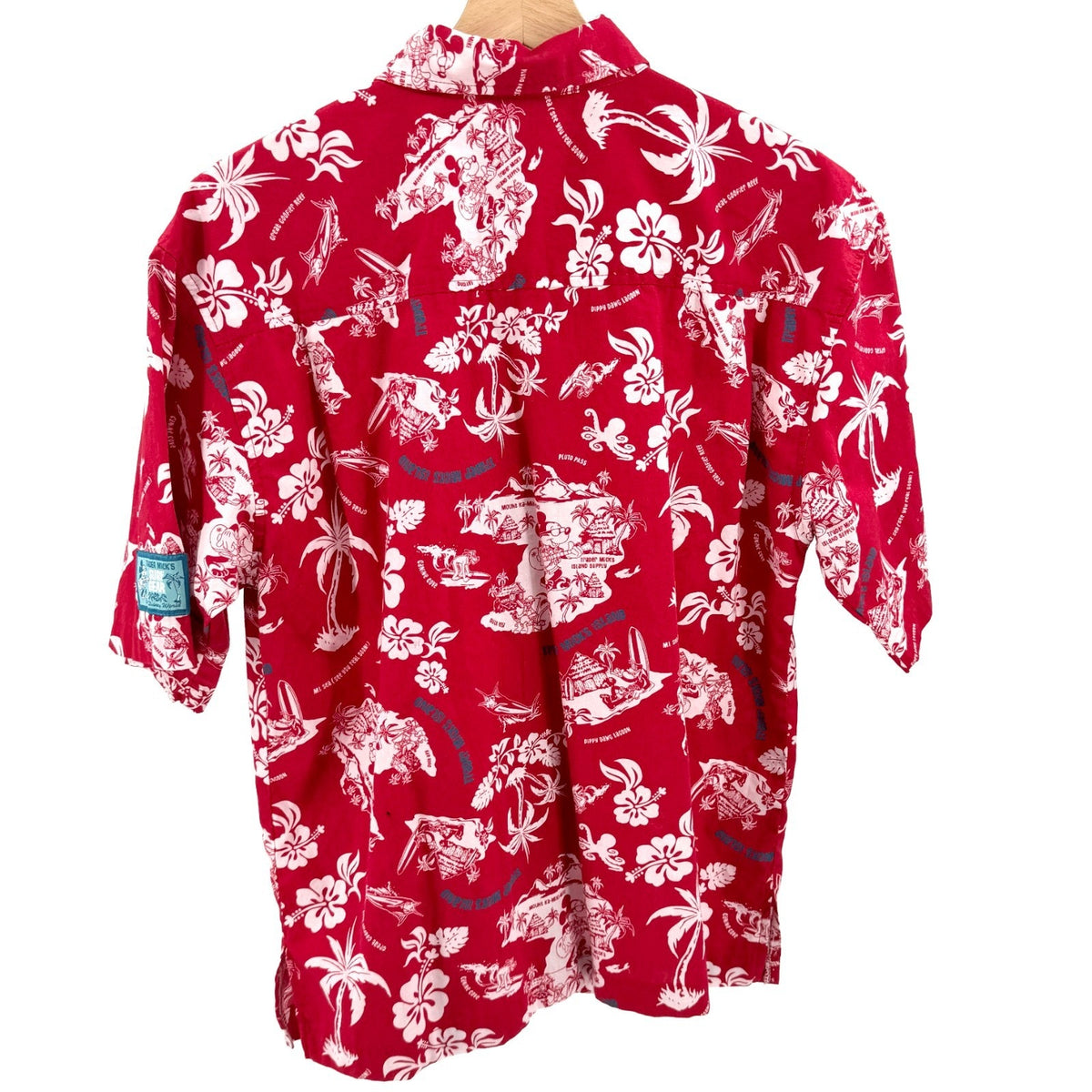 Vintage 90s Walt Disney World Trader Mick's Surf Gear Red Mickey Aloha Shirt