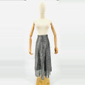 Vintage 80s Handmade Black Silver Metallic Woven Glam Midi Skirt