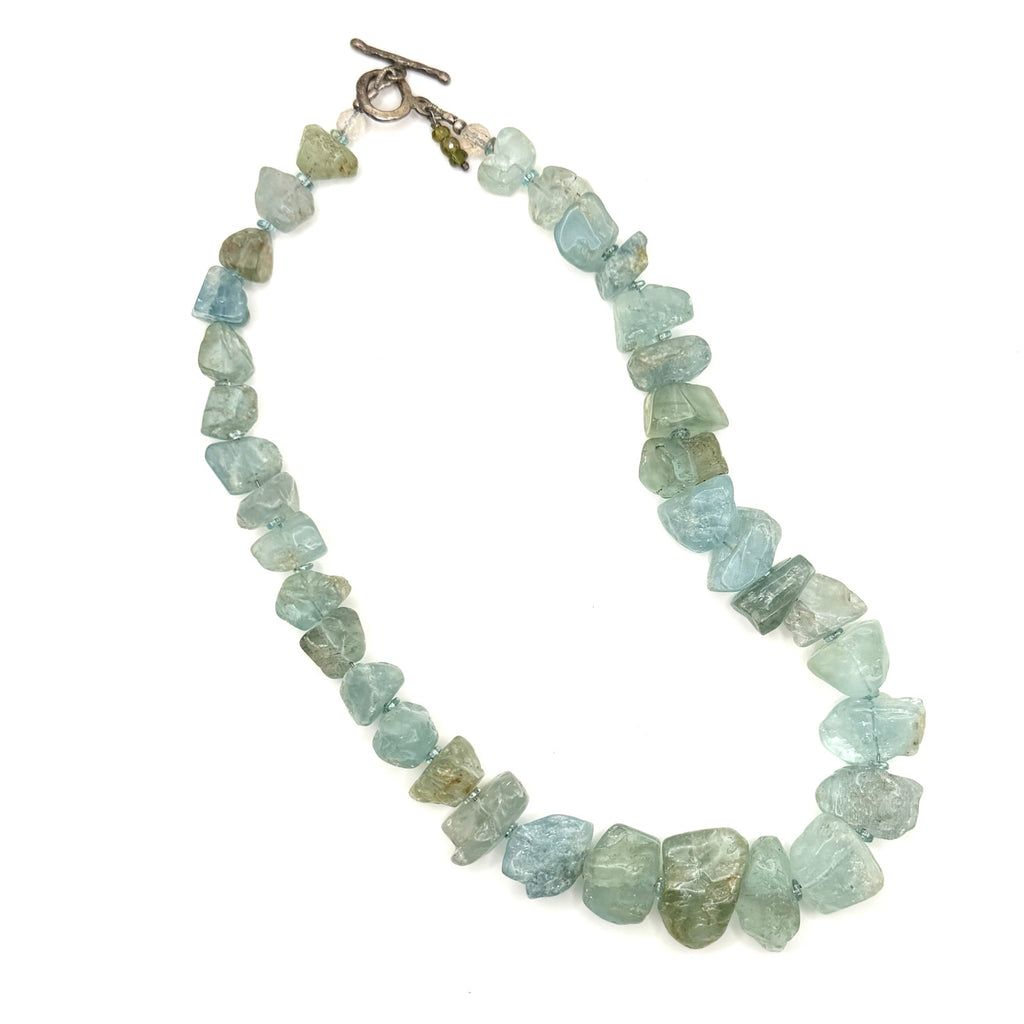 Vintage 90s Ice Blue Aquamarine Raw Nugget Statement Choker Necklace