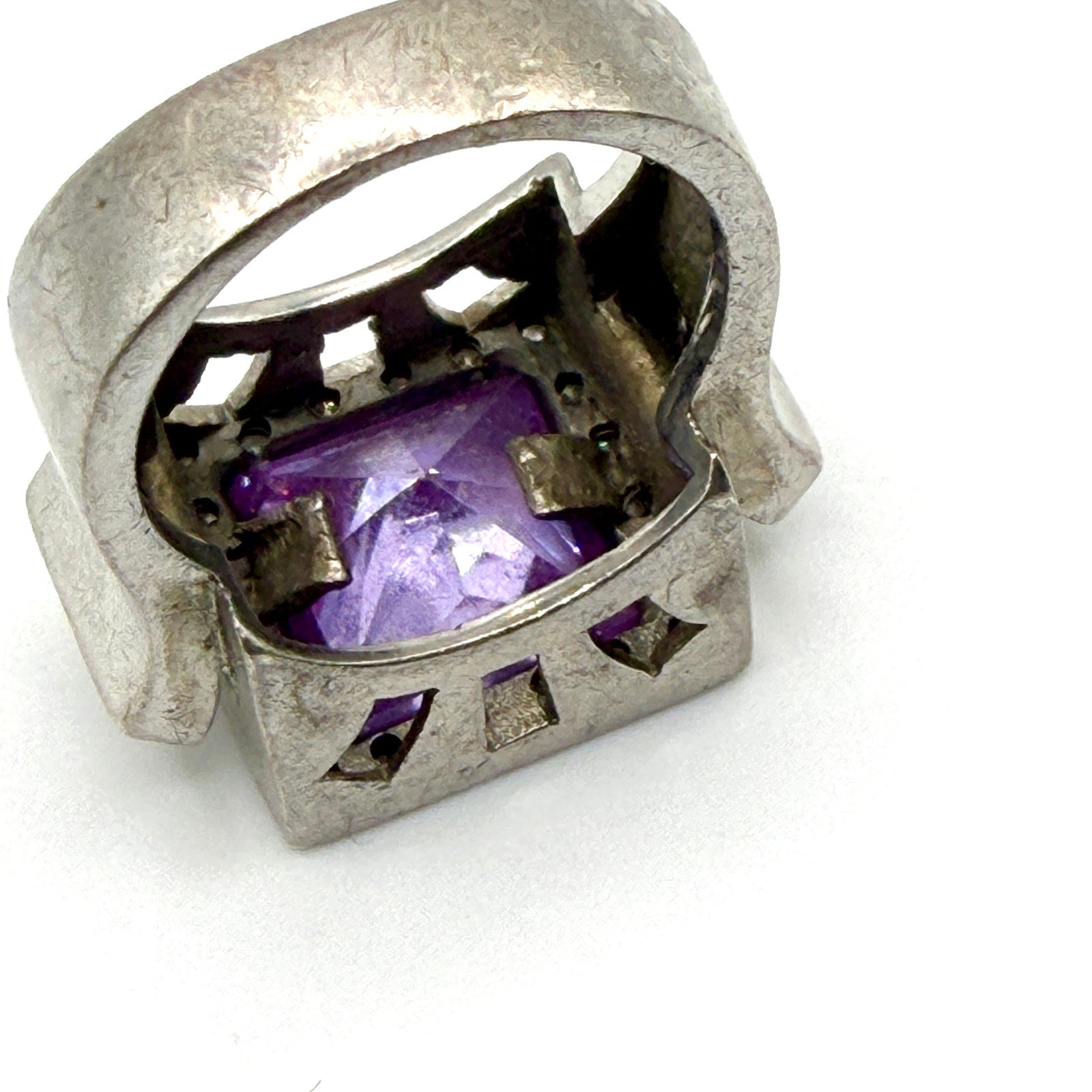 Vintage 90s JMA Purple Amethyst Sterling Silver Stamped 5.4ct Cocktail Ring