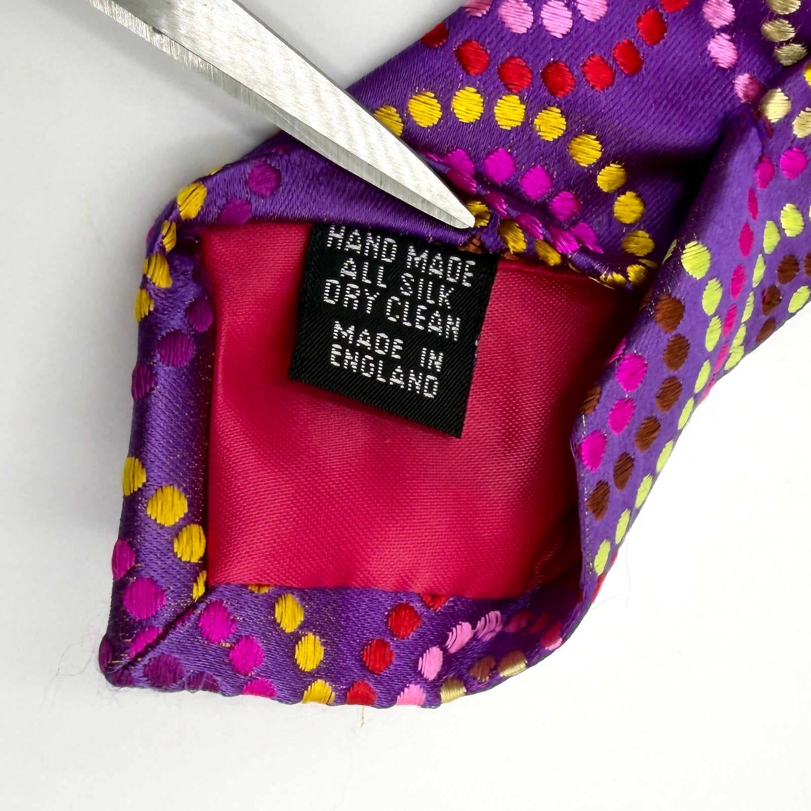 Duchamp London Purple 100% Silk Concentric Dot Circle Print Necktie