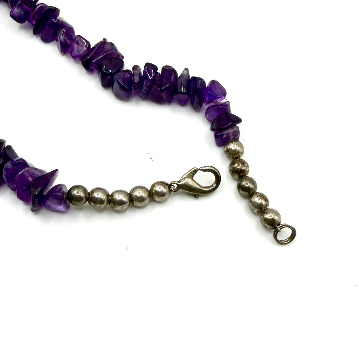 Vintage 90s Purple Amethyst Chip Sterling Silver Necklace