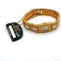 Vintage 80s Geneva One Mic Gold Faux Diamond Glam Cocktail Watch Bracelet