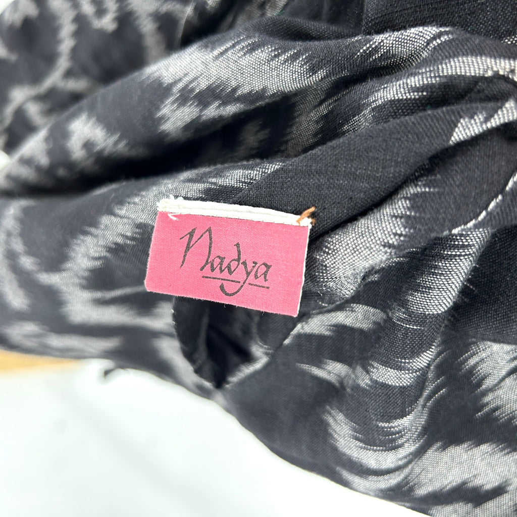 Vintage 90s Nadya Black Gray Ikat Reversible Asymmetrical Jacket