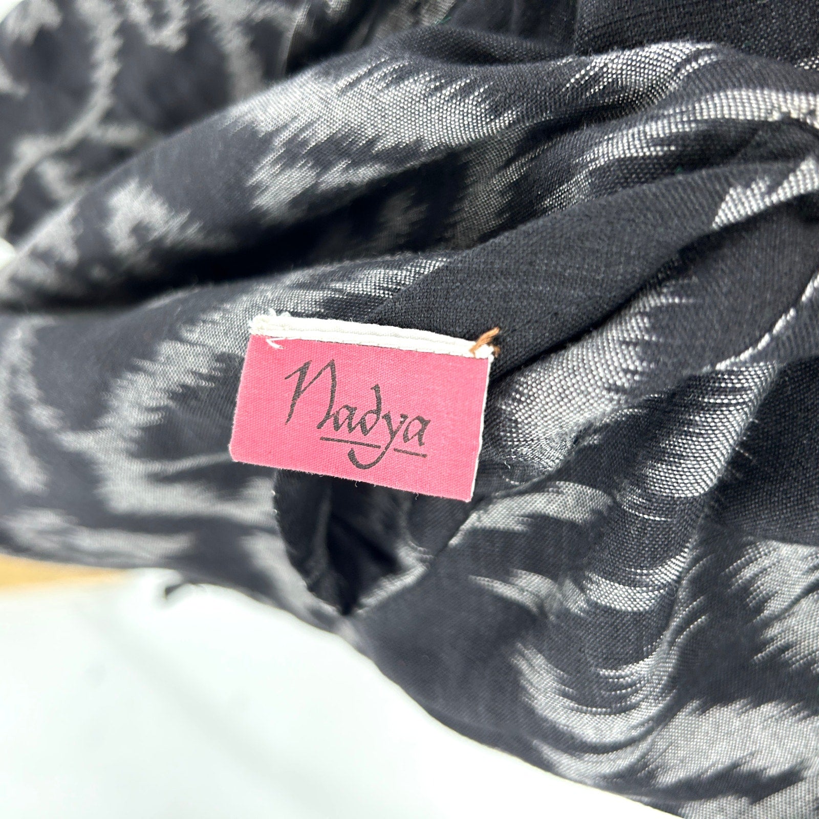 Vintage 90s Nadya Black Gray Ikat Reversible Asymmetrical Jacket
