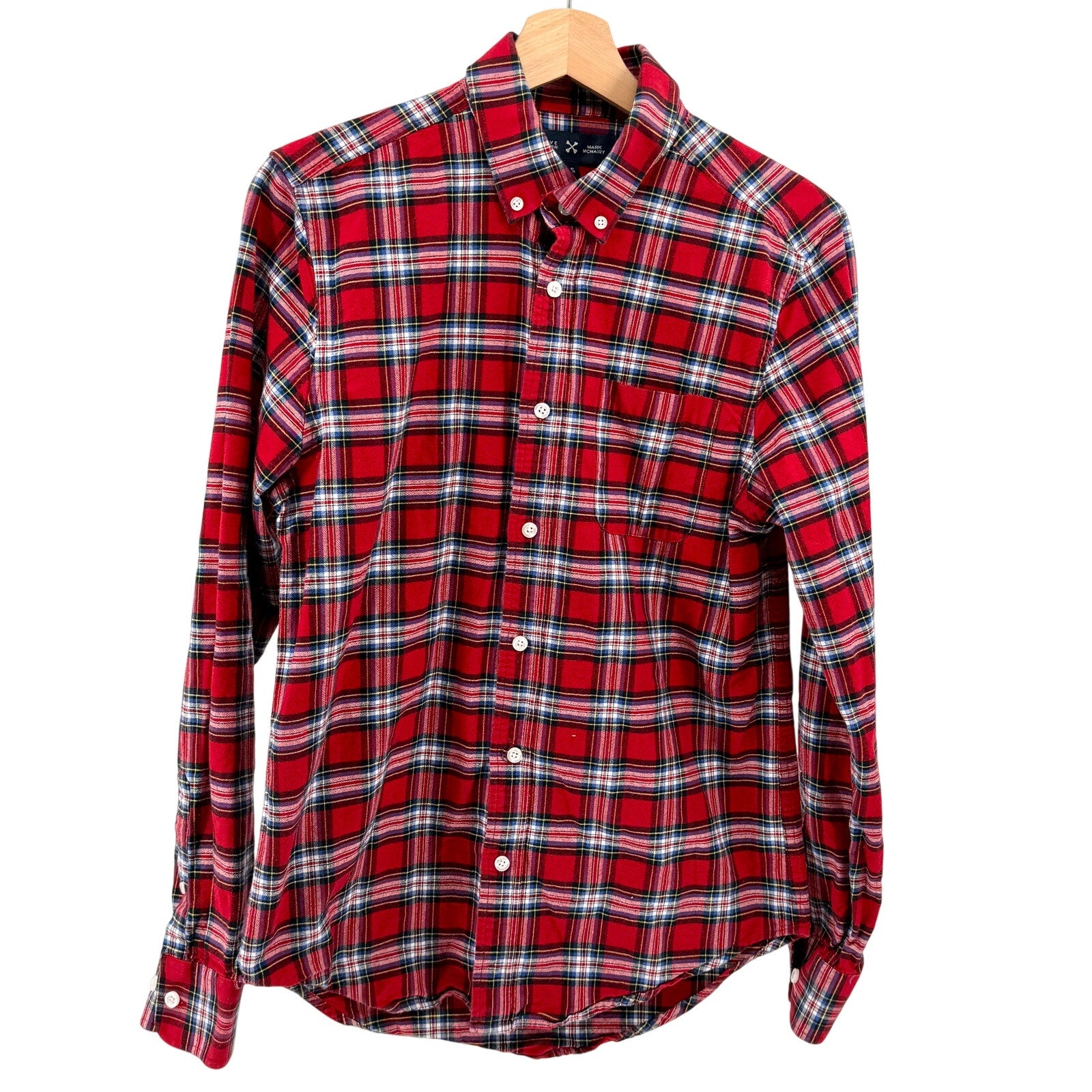 Five Four Mark McNairy Red Plaid 100% Cotton Heavyweight Button Down Shirt